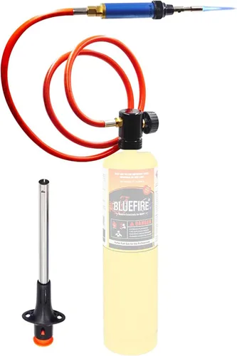 BLUEFIRE Kit multifunción de cabezal de soplete de soldadura de gas propano/MAP con manguera de 3 pies | Estación de soldadura autoencendido