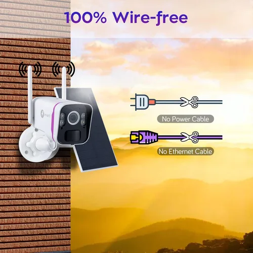 Miniatura 2 de xmartO Sistema de cámara de seguridad solar sin cables WiFi 6, kit de cámara CCTV QHD de 4 cámaras 4MP con NVR WiFi 4K expandible de 10 canales