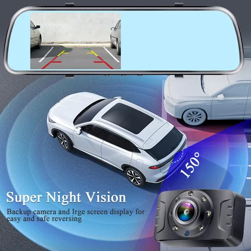 Miniatura 5 de Espejo de cámara de respaldo HD 1080P – Plug and Play, fácil de instalar, visión nocturna a color, espejo retrovisor con cámara de matrícula
