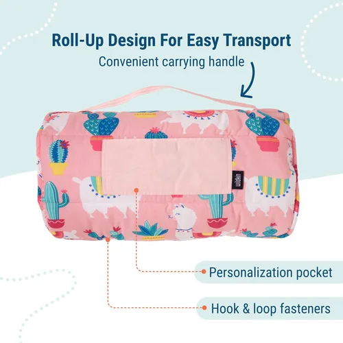 Miniatura 4 de Wildkin Alfombrilla para Siesta Infantil Original – Cómoda Alfombrilla para Dormir con Almohada, Ideal para Escuela y Viajes Llamas y Cactus Rosa