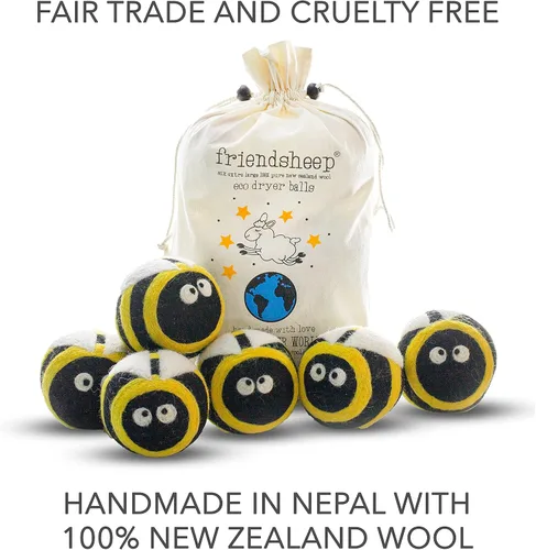 Miniatura 6 de Friendsheep Bolas secadoras de lana, alternativa orgánica reutilizable para suavizantes de telas para lavandería, hechas a mano, comercio justo