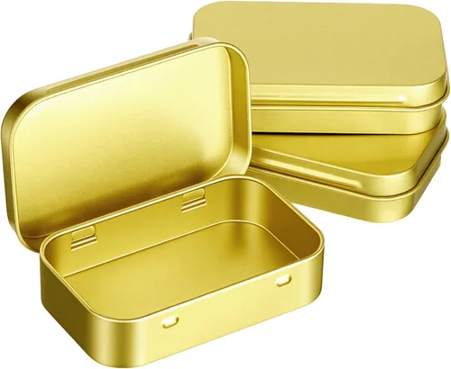 Miniatura 13 de Hotop Paquete de 3 recipientes rectangulares de metal de 3.75 x 2.45 x 0.8 pulgadas, recipientes con tapas, mini caja pequeña portátil para el Negro