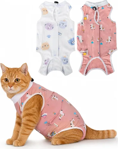 Miniatura 17 de ANWA Traje de recuperación de gato, mameluco transpirable para gato después de la cirugía, traje de recuperación de cirugía de gatito, heridas Alpaca