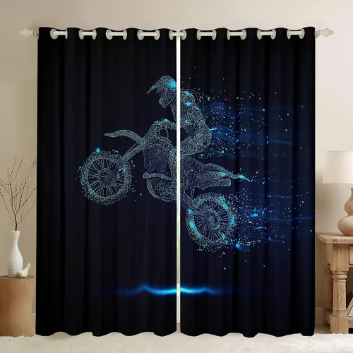 Miniatura 17 de Erosebridal - Paneles de cortina con notas musicales retro rotantes para ventana, cortinas estilo grunge de música rock para niños y adultos