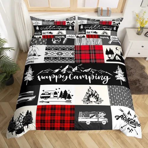 Miniatura 28 de Castle Fairy Juego de ropa de cama tamaño individual, juego de funda de edredón con diseño de ciervos y pinos para niños y niñas, juego de funda