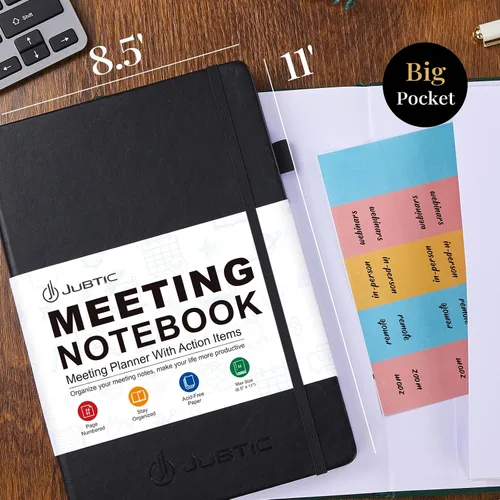 Miniatura 5 de JUBTIC Cuaderno de reuniones para el trabajo con artículos de acción, planificador de proyectos para oficina y negocios, toma de notas, suministros