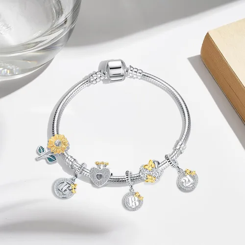 Miniatura 3 de Feliz cumpleaños 16 18 21 40 50 años de amor encanto mariposa para pulsera europea