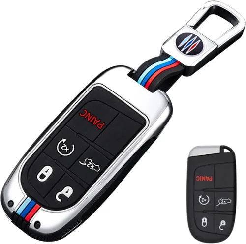 Miniatura 13 de Funda protectora de metal para llavero con llavero para Chrysler 300C Jeep Grand Cherokee 2011-2016 COMPASS 2011-2019 Cromo 3 Botones