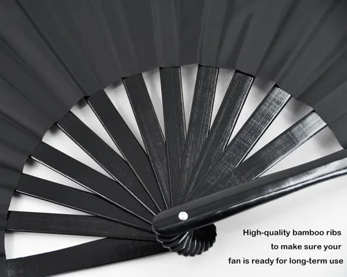 Miniatura 5 de Ventilador de mano plegable grande para rave para baile de línea, grandes ventiladores plegables para festivales de baile, baile, actuación