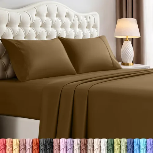 Miniatura 78 de Juego de sábanas King de Utopia Bedding – Juego de 4 sábanas para cama King, microfibra suave y transpirable, incluye 1 sábana bajera, 1 sábana Beige