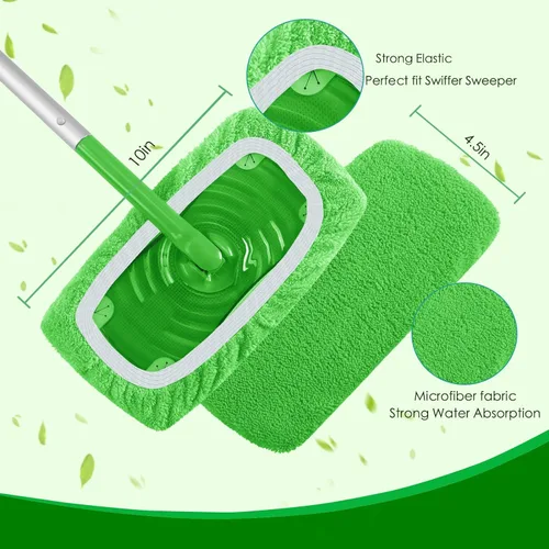 Miniatura 3 de Almohadillas de fregona reutilizables compatibles con trapeador Swiffer Sweeper - Paños de barrido seco y paños húmedos para limpieza del hogar