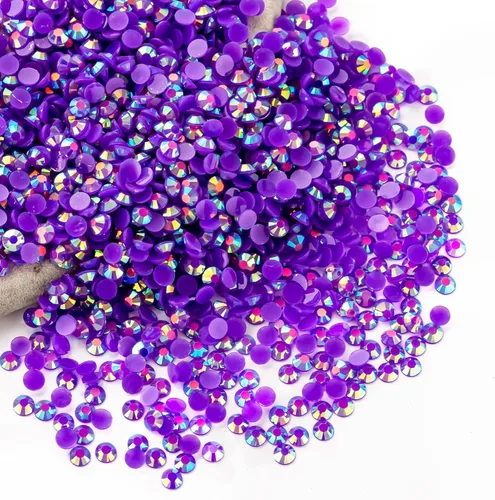 Miniatura 96 de Diamantes de imitación AB verdes a granel, 5000 piezas de diamantes de imitación de fondo plano redondos de gelatina AB sin fijación térmica, gemas