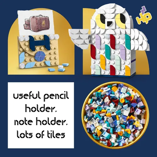 Miniatura 4 de LEGO DOTS Harry Potter Hedwig Portalápices 41809, juego de manualidades para niños a partir de 6 años con soporte para lápices Hedwig The Owl