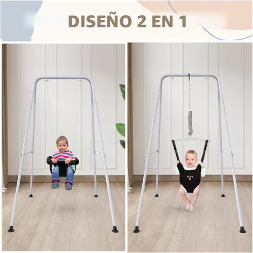 Miniatura 4 de Saltador de bebé 2 en 1 con columpio - Uso en interiores y exteriores, Saltadores y rebotadores para bebés, Columpio para niños pequeños con soporte