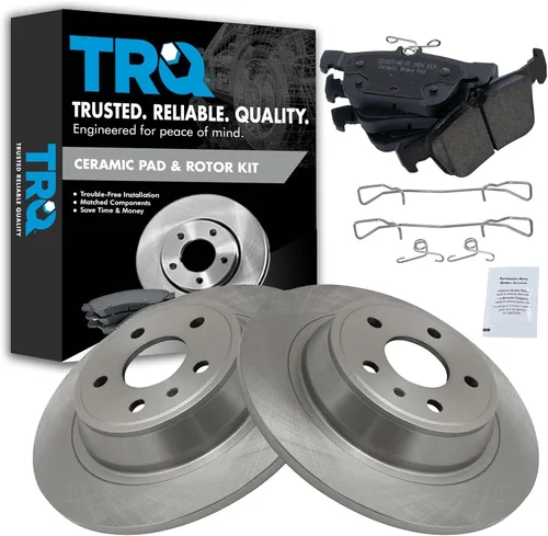 Miniatura 139 de TRQ Kit de rotor de freno trasero y pastillas de cerámica Posi premium compatible con camioneta Chevy GMC