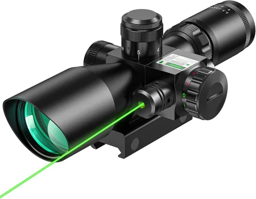 Miniatura 8 de MidTen 2.5 – 10 x 40 Visor de alcance iluminado con retícula Mil-dot rojo y verde, con láser rojo/verde, lente color verde y soportes