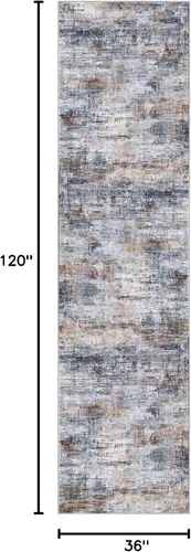 Miniatura 330 de IOHOUZE Alfombra abstracta lavable de 3 x 12 pies para pasillos, antideslizante para cocina, camino de entrada de lana sintética para interiores