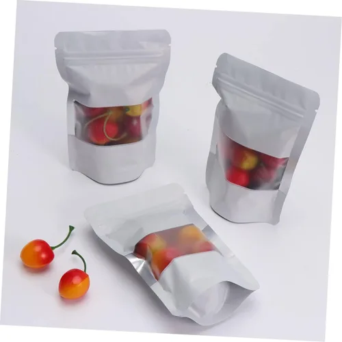Miniatura 4 de 100 bolsas de aluminio con cierre con cremallera con ventana transparente de grado alimenticio bolsas de embalaje para almacenamiento a granel