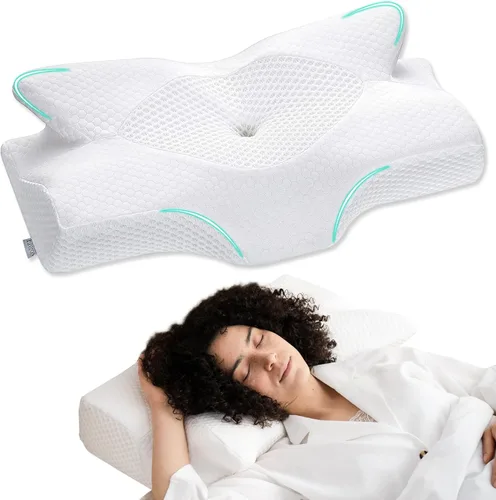 Miniatura 17 de Almohadas cervicales de espuma viscoelástica Elviros para el dolor de cuello y hombros, almohada para el cuello para dormir, almohadas para dormir