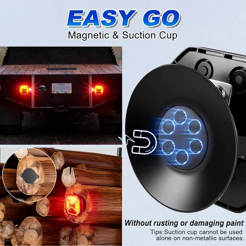 Miniatura 3 de Agrieyes Luces de remolque inalámbricas magnéticas, luz LED recargable con modo de advertencia, kit de luz trasera portátil USB-C para camión