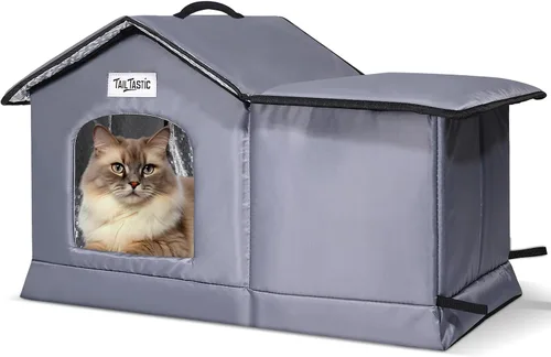TailTastic Casa para Gatos de Exterior Resistente a la Intemperie y Aislada - Base Sin Costuras se Mantiene Seca, Fácil Montaje, Refugio Cálido para