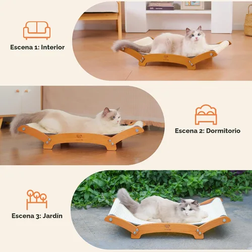 Miniatura 7 de Cama rascador de sisal extra grande para gatos, poste rascador duradero para gatos con hamaca para gatos de interior, tumbona y dormir y arañazos