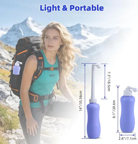 Miniatura 7 de Hibbent Bidé portátil para viajes, bidé de viaje manual para cuidado de higiene personal, uso de limpieza personal, boquilla extendida, spray
