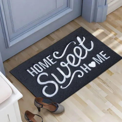 Miniatura 2 de Alfombra de bienvenida para puerta para interiores y exteriores, con parte trasera de goma antideslizante, “Home Sweet Home”, absorbe el barro