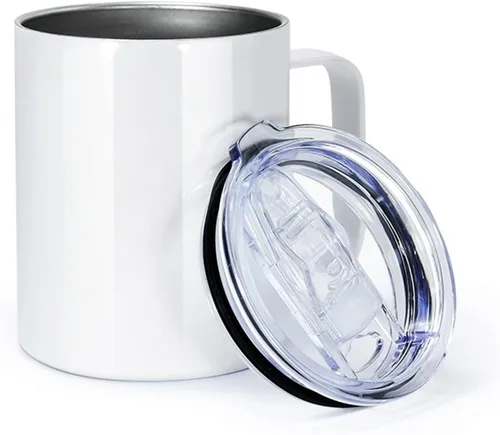 Miniatura 4 de AGH Taza de café de sublimación de 12 onzas con asa, paquete de 25 vasos de sublimación de acero inoxidable con asa, taza aislada al vacío con tapas
