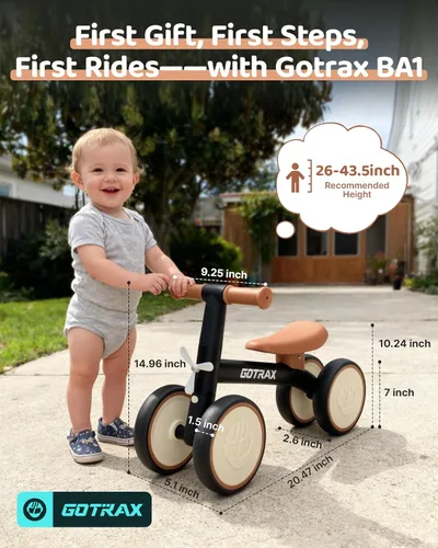 Miniatura 8 de Gotrax Baby Balance Bike 1-2 Years, 7" Front&Rear Silent Wheels, Sturdy Steel Frame 66 lbs Load, Quick 2-Min Assembly, CPC Certified, Comfortable