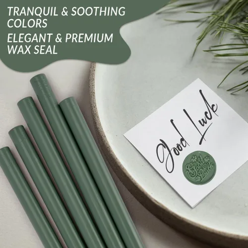 Miniatura 6 de 10 varillas de cera de sellado verde oliva para pistola de pegamento, ideal para sellos de cera, perfecto para invitaciones de boda