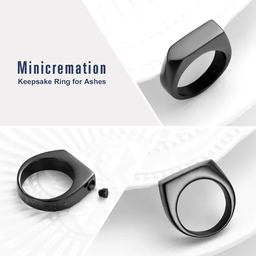 Miniatura 2 de Joyería de cremación para cenizas, geometría, estilo simple, anillo conmemorativo para cenizas, soporte para cenizas con kit de relleno, anillo