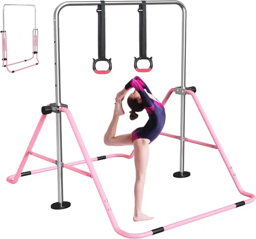 Miniatura 12 de FBSPORT Gymnastics Bar for Kids, Adjustable Height Gymnastic Horizontal Bars,Junior Training Bar Children Folding Training Monkey Bars for Home Using