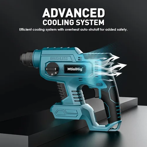 Miniatura 3 de MtiolHig taladro de martillo giratorio de 7/8" compatible con batería Makita de 18V: taladro inalámbrico SDS-Plus con embrague de seguridad