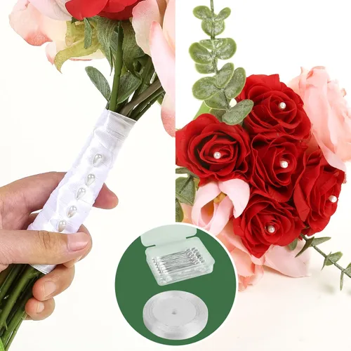 Miniatura 5 de Kit de arreglos florales NESCCI con cinta floral verde y alambre, alambre para tallos florales de calibre 26, alambre floral de calibre 22, alfiler