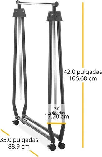 Miniatura 2 de Whitmor Perchero plegable para ropa - Colgador de ropa con ruedas - Altura ajustable - Negro