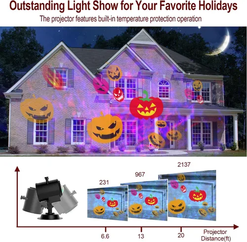 Miniatura 8 de 2025 Luces de proyector de decoraciones de Navidad mejoradas más brillantes, FLITI 19 proyector de diapositivas de Navidad HD
