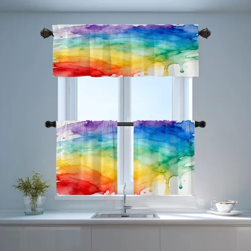 Miniatura 6 de Shrahala Cortinas de nivel de chakras con mandala beige para ventanas de cocina, paneles de cortina de ventana de mandala multicapa de poliéster