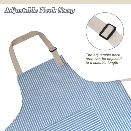 Miniatura 3 de ATROPOS Paquete de 2 delantales para mujer con bolsillos, delantales de cocina impermeables para mujer, delantales ajustables para chef, delantales