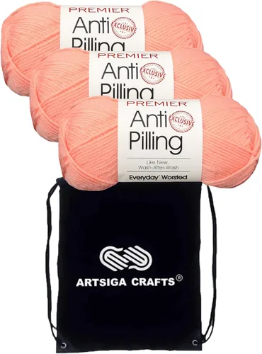 Miniatura 61 de Premier Yarns Everyday Anti-Pelusa Hilo Sólido Verde Pino DN100-8 (6-Madejas - Mismo Lote de Tinta) #4 Peso Estambre Acrílico para Tejer