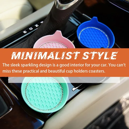 Miniatura 6 de zipelo – Portavasos para automóvil con brillantes, paquete de 4 unidades, universal, antideslizante, portavasos con inserción, accesorios