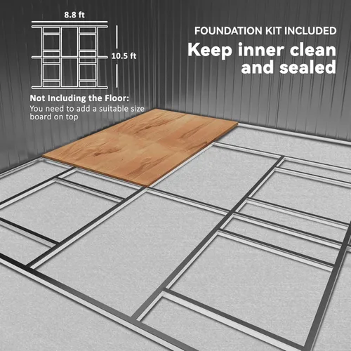 Miniatura 5 de Outsunny Cobertizo de almacenamiento exterior de 11' x 13', cobertizo de metal para herramientas de jardín con kit de cimentación, puerta con doble