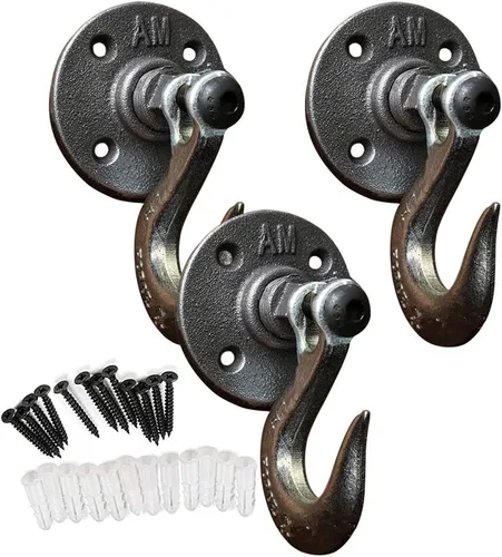 Juego de 3 ganchos MOOD.SC para toallas y batas de Pipe Decor de Pipe Decor, estilo de bricolaje resistente, tubo de hierro industrial rústico y