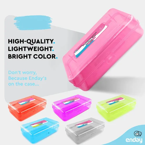 Miniatura 4 de Emraw Caja de almacenamiento de utilidad, caja de lápices multiusos de color brillante para suministros escolares, caja de lápices de plástico