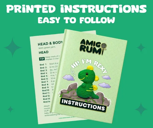 Miniatura 5 de Amigo Rumi Kit de Ganchillo para Principiantes de Dinosaurio Lindo - Aprende Cómo Hacer Ganchillo Kit de Inicio - Tutoriales en Video de 3+ Horas