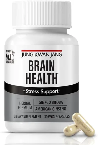 JUNG KWAN JANG Suplementos de ginkgo biloba con ginseng americano para fórmula de salud cerebral, memoria extra fuerza, refuerzo de enfoque,