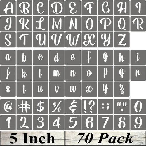 Miniatura 8 de Plantillas de letras del alfabeto de 1.5 pulgadas, paquete de 70 plantillas de letras con números para pintar en madera, plantillas reutilizables