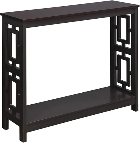 Miniatura 7 de Convenience Concepts Town - Mesa consola cuadrada con estante, color negro