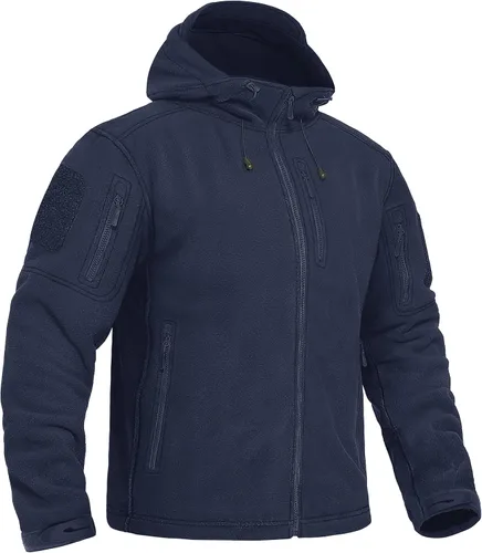 Miniatura 9 de CRYSULLY Chaqueta con capucha de forro polar táctica militar para hombre, chaqueta de caza, chaqueta de invierno, chaqueta cortavientos, chaqueta