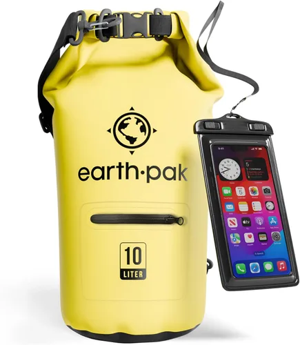 Earth Pak Bolsa seca impermeable con bolsillo con cremallera, mochila impermeable para mantener el equipo seco Amarillo